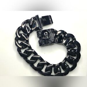 Men's Black Chain Bracelet with skull design stainless steel 316L